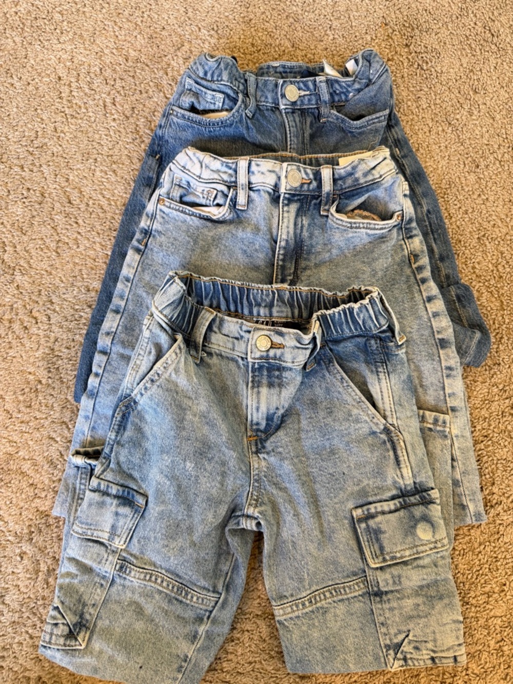 Kids Light Wash Denim Cargo Shorts - Light Blue